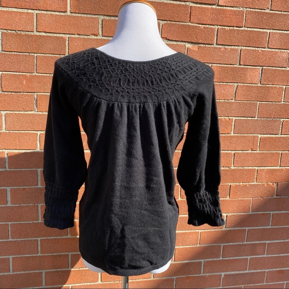 LORD & TAYLOR Classic Black Quilted Boat Neck 100% Cashmere Sweater XS - Picture 5 of 5